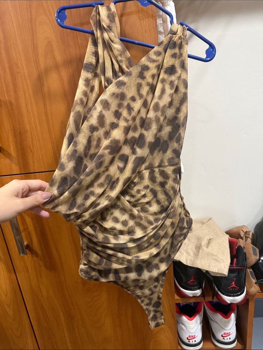 Animal Print Brown Wrap-Style Women’s Dress